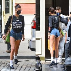 Bella Hadid con unos shorts que dejan sus nalgas al descubierto