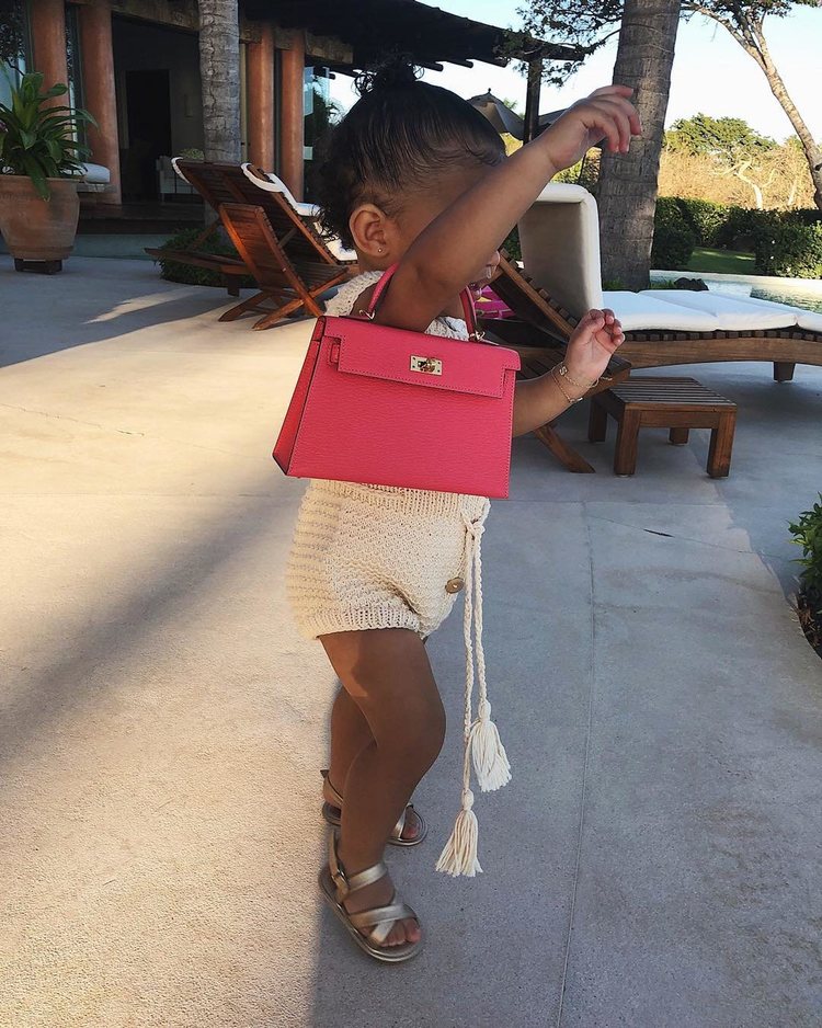 Stormi Webster con un bolso Birkin de Hermès