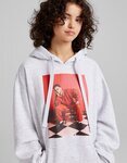 Sudadera gris con prit de fotografía de la colección C. Tangana para Bershka