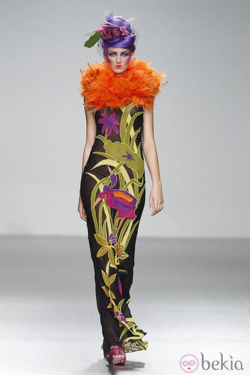 Vestido estampado vegetal de Elisa Palomino en la Madrid Fashion Week