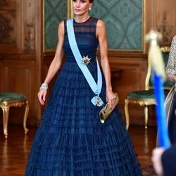 La Reina Letizia con un vestido de H&M en la cena de gala por la Visita de Estado de los Reyes de España a Suecia