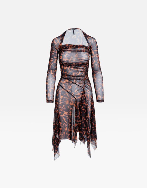 Vestido de tul transparente print carey de Pepa Salazar x Bershka