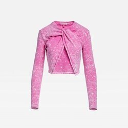 Cárdigan efecto washed con retorcido silueta crop top de Pepa Salazar x Bershka