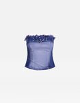 Top en tonos rosa y morado con detalles en spray blanco de Pepa Salazar x Bershka