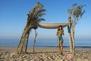 Malena Costa con vestido estampado de la nueva colección de Indiwoman
