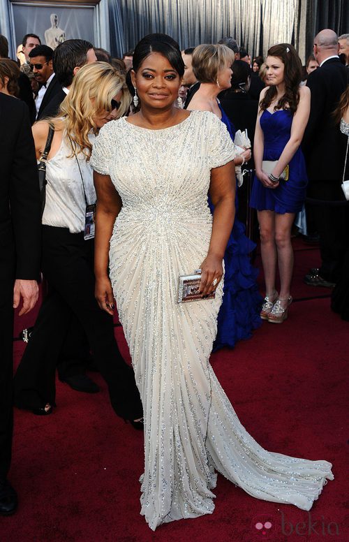 Octavia Spencer posó con un modelo de Tadashi Shoji en la alfombra roja