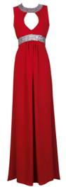 Vestido rojo con detalles plateados de la colección fiesta de Vicky Martín Berrocal