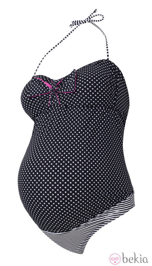 Tankini negro de lunares de la colección mum 2012 de Dolores Cortés