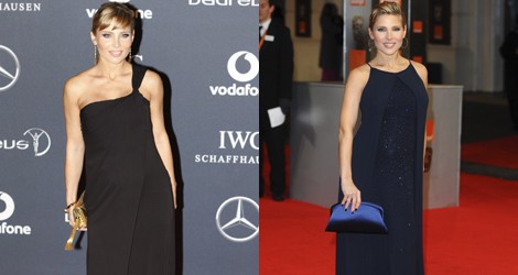 Elsa Pataky con un vestido negro de escote cruzado en los Premios Deportivos Laureus