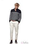 Jersey negro con rayas y pantalón blanco de la colección verano 2012 de Chevignon