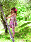 Vestido rosa estampado de la colección verano 2012 de Benetton niños