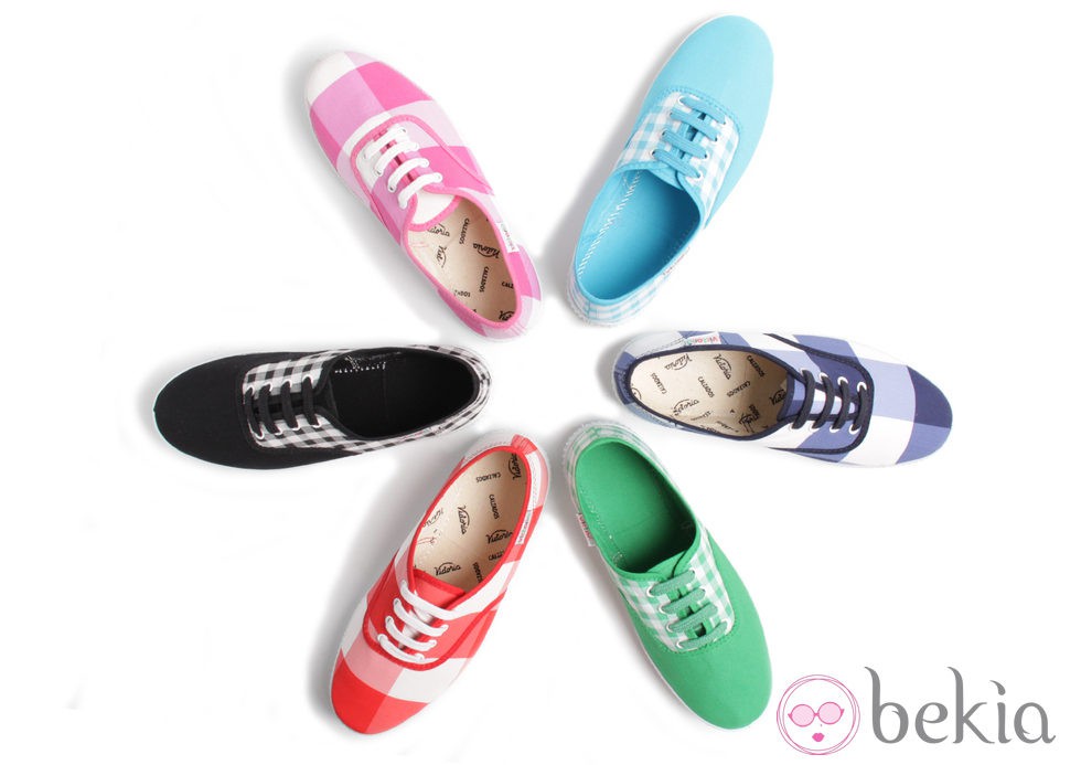 Zapatillas de lino con cuadros de la colección Victoria by BMABA verano 2012