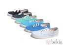 Zapatillas de lino en colones azul cielo de la colección Victoria by BAMBA verano 2012