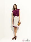 Camisa color berenjena y falda blanca de tubo de la colección 'Binoche' primavera/verano 2012 de Pedro del Hierro