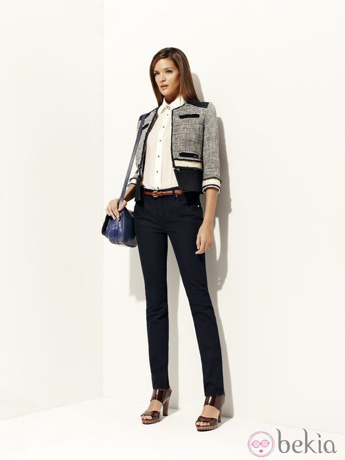 Chaqueta tweed en tonos azules de la colección 'Gaingsbourg' primavera/verano 2012 de Pedro del Hierro