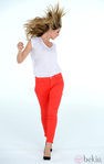 Heidi Klum en el rodaje del spot de Jordache con unos jeans rojos