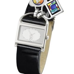 Reloj negro con print de cocodrilo con charms de Frey Wille