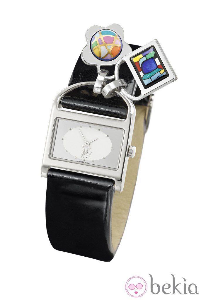 Reloj negro con print de cocodrilo con charms de Frey Wille
