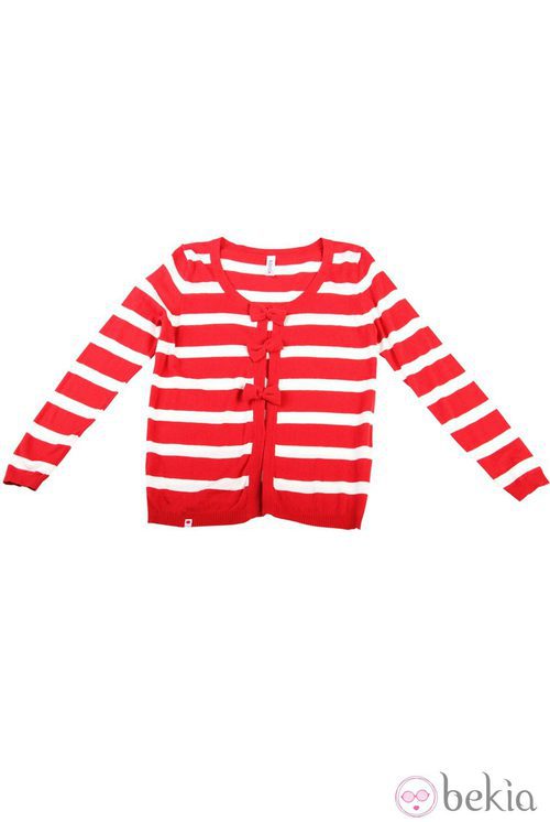 Chaqueta de punto a rayas rojas y blancas de Kling