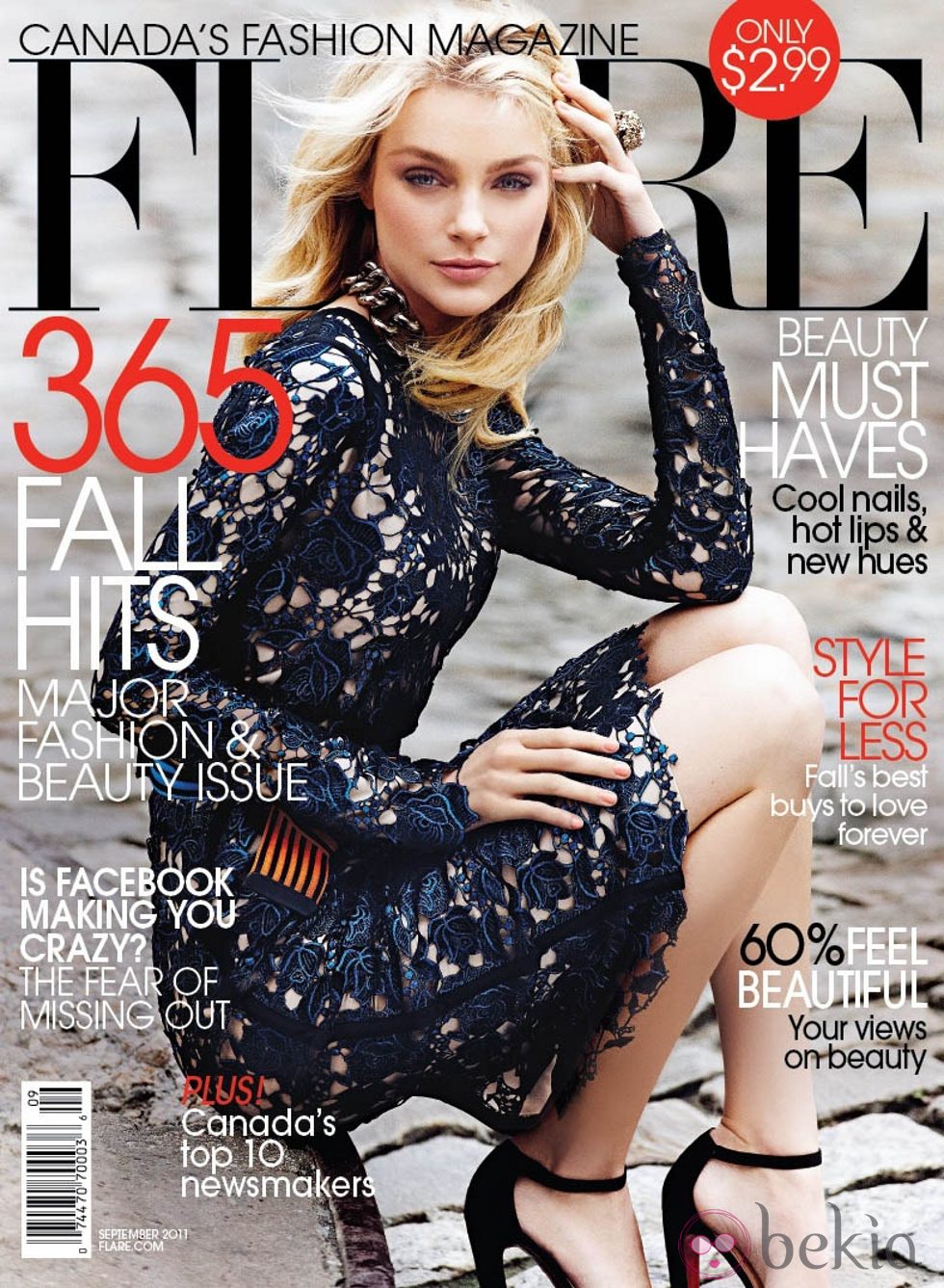 Jessica Stam, portada de Flare en septiembre de 2011