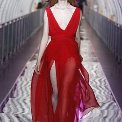 Vestido rojo con transparencias de Mango