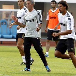 Mourinho en un entrenamiento del Real Madrid