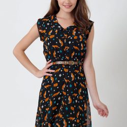 Vestido con estampado de zorros de Yumi