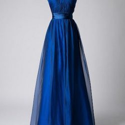 Vestido en color azul klein con escote palabra de honor de la colección de vestidos de Barbarella 