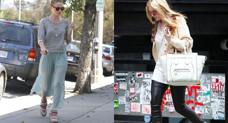 Dakota Fanning con sneakers de Isabel Marant en color beige