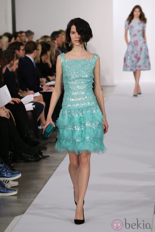Vestido turquesa de la colección pre-fall 2013 de Oscar de la Renta