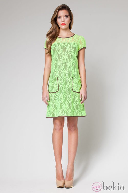 Vestido color lima de encaje de la colección primavera/verano 2013 de Poète