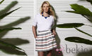 Anne Vyalitsyna con una falda de rayas de la colección primavera/verano 2013 de Suiteblanco