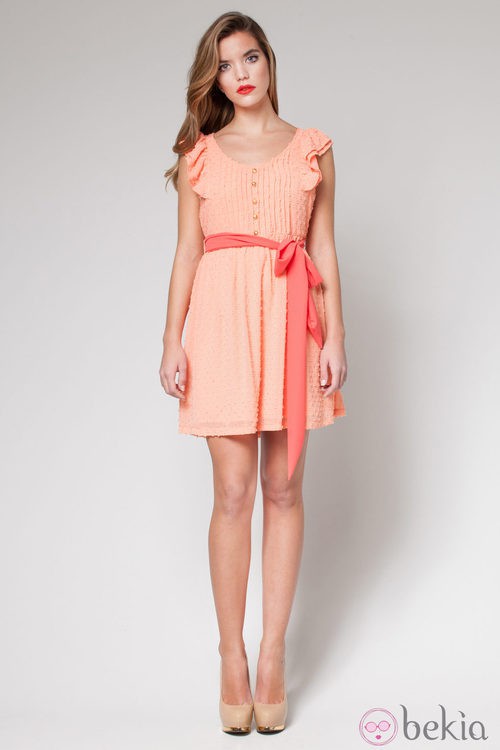 Vestido color mandarina de la colección primavera/verano 2013 de 'OUI by Poète'