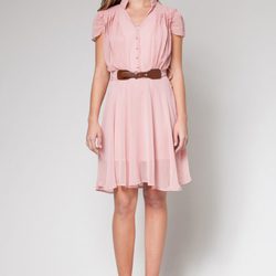 Vestido rosa chicle a la cintura de la colección primavera/verano 2013 de 'OUI by Poète'