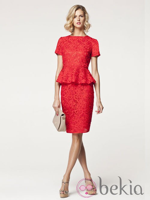 Vestido rojo con peplum de la colección primavera/verano 2013 de Carolina Herrera