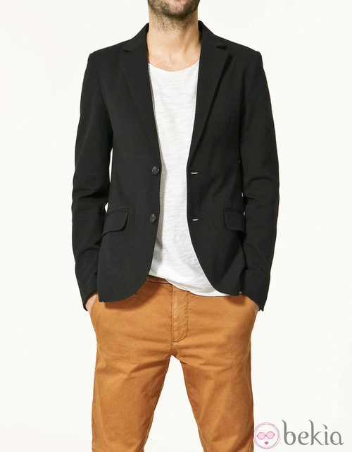 Americana negra de felpa para hombre de Zara