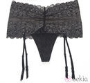 Tanga con liguero y encaje de DKNY Intimates