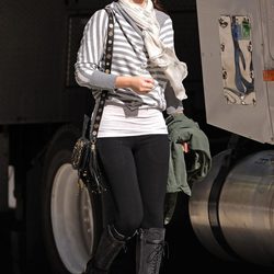 Leighton Meester en el set de 'Gossip Girl'