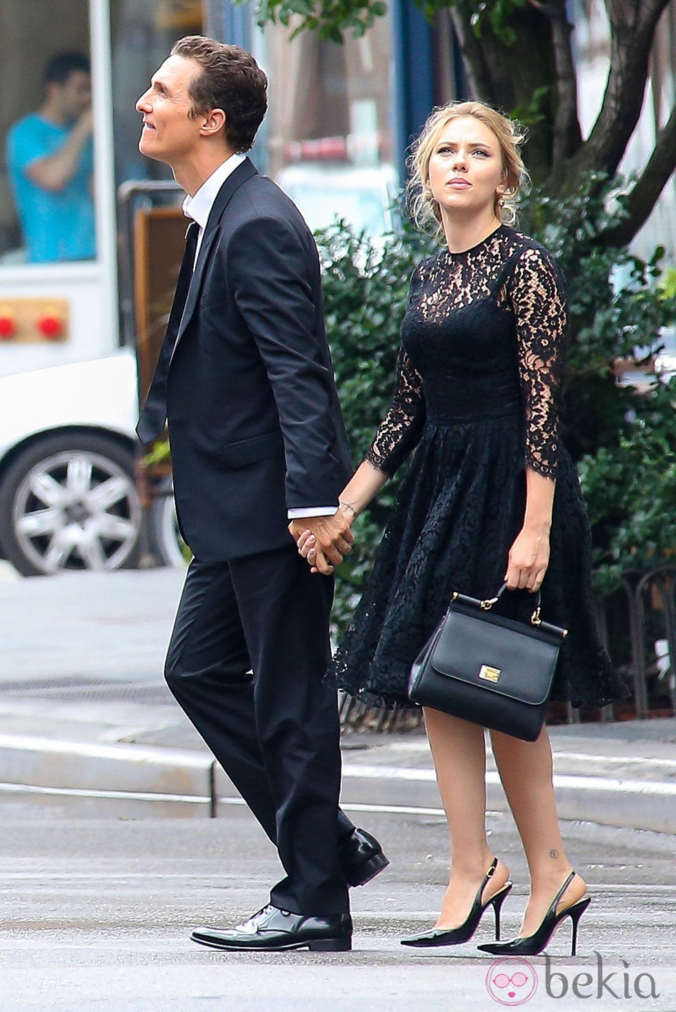 Scarlett Johannson y Matthew McConaughey en el rodaje de un spot en Nueva York