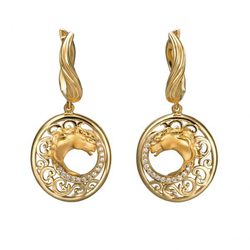 Pendientes de oro de la Colección Ecuestre de Carrera y Carrera