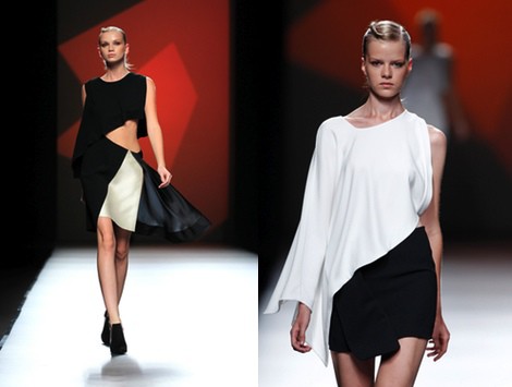 Look bicolor de la colección primavera/verano 2014 de AA de Amaya Arzuaga en Madrid Fashion Week