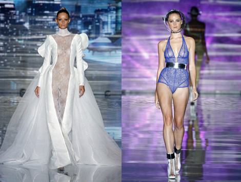 Vestido con cola de la colección primavera/verano 2014 de Andrés Sardá en Madrid Fashion Week