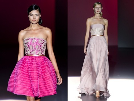 Vestido fucsia de la colección primavera/verano 2014 de Hannibal Laguna en Madrid Fashion Week