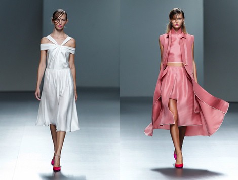 Conjunto rosa de la colección Juan Vidal primavera/verano 2014 en Madrid Fashion Week