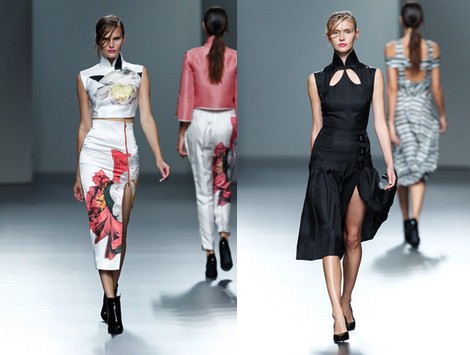 Vestido negro de la colección Juan Vidal primavera/verano 2014 en Madrid Fashion Week