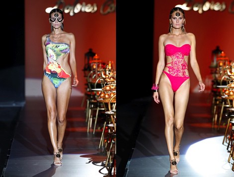 Bañador multicolor de la colección primavera/verano 2014 de Dolores Cortés en Madrid Fashion Week