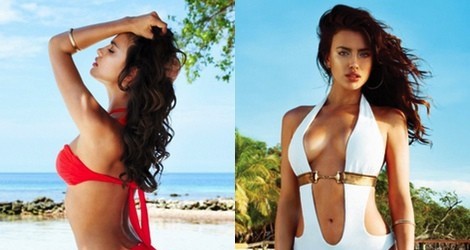 La top Irina Shayk posando para la campaña de la colección verano 2014 de Beach Bunny