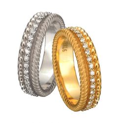 Anillos de oro blanco y amarillo de la colección 'Ruedo Bridal' de Carrera y Carrera