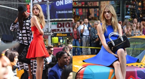 Cara Delevingne esperando durante el shooting de la campaña primavera/verano 2014 de DKNY