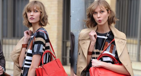 Karlie Kloss posando para la nueva campaña de Coach en Nueva York